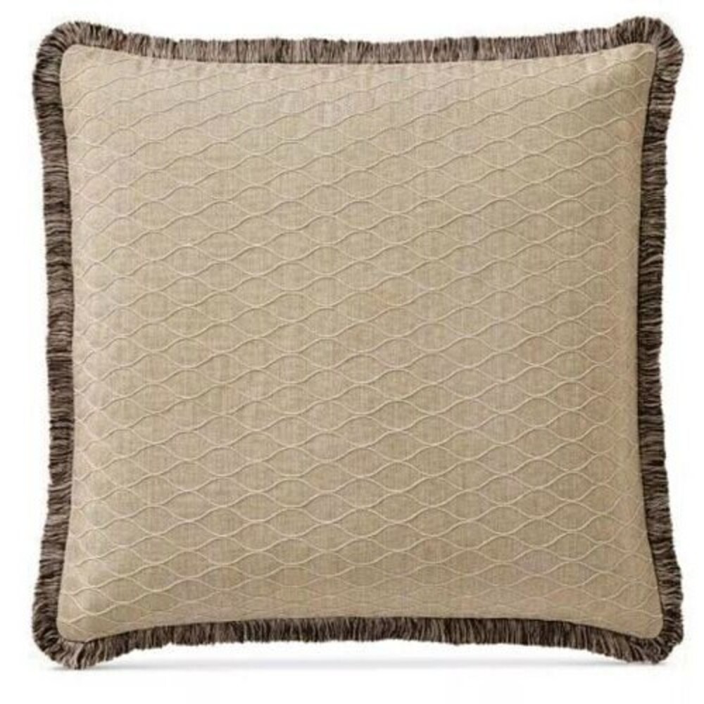 Croscill Euro Pillow Sham Camille Sand Beige 26"x 26" Square European Fringed